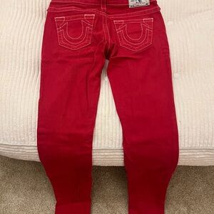 True Religion Women's Vibrant Red Skinny Jeans
